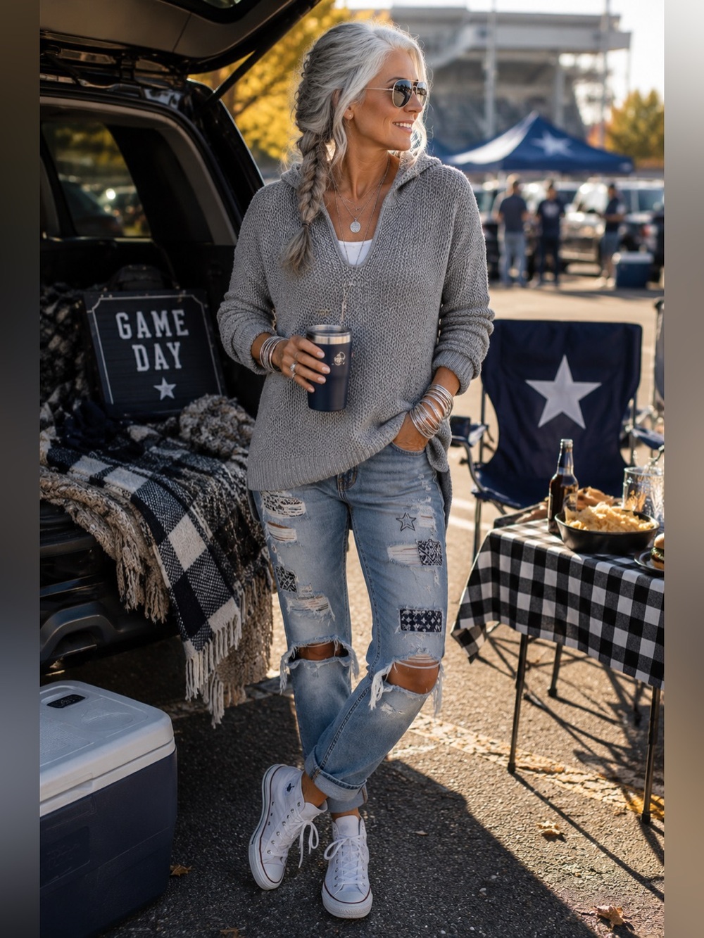 Woman’s Heather Grey Hoodie Knit Sweater